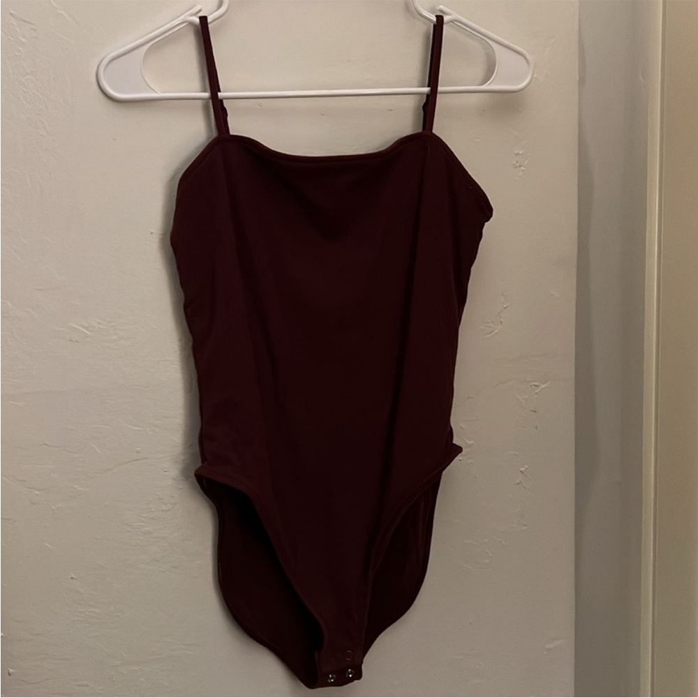 Old Navy Maroon Fitted Cami Rib Knit Bodysuit